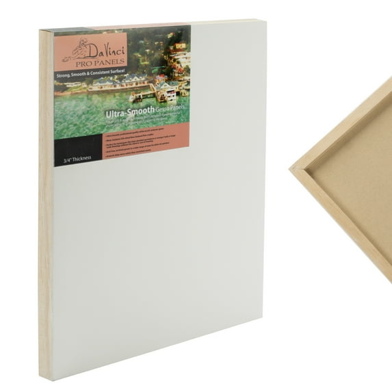 Da Vinci Pro Ultra Smooth Wood Canvas Gesso Board - 3/4" Deep, 4x4" Single White Acrylic Polymer Gesso Panels for Painting Fine Portraits and Ultra Fine Detail Illustrations and Artwork