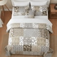 thumbnail image 1 of DaDa Bedding Bohemian Olive Brown Moroccan Paisley Floral Filigree Patchwork Cotton Bedspread Set (JHW-885), 1 of 11