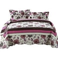 thumbnail image 1 of DaDa Bedding Bohemian Purple Blooms Floral Garden Pink Brown Bedspread Set (KBJ1629), 1 of 11