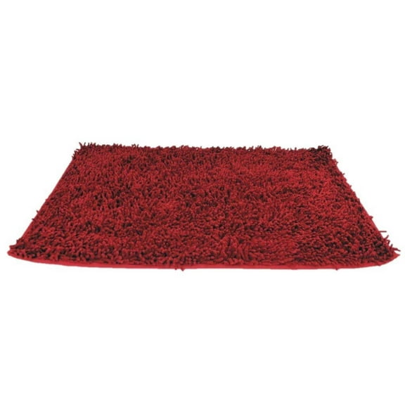DaDa Bedding Burgundy Red Shaggy Soft Chenille Noodle Carpet Rug Bath Mat
