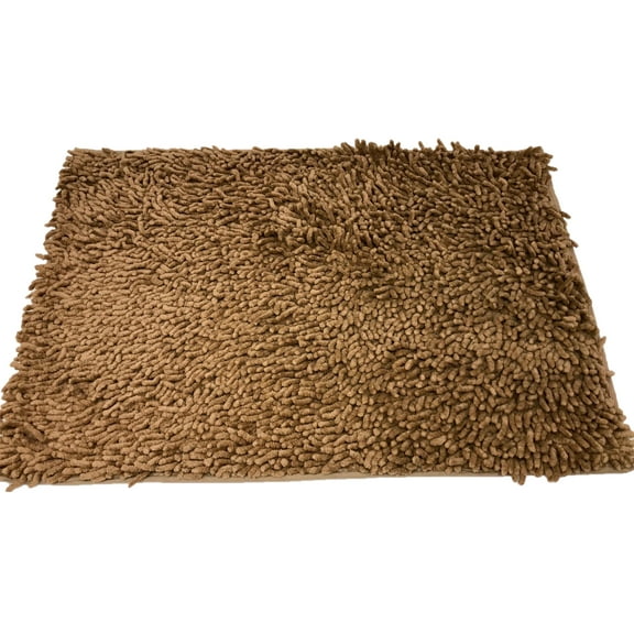 DaDa Bedding Coffee Brown Shaggy Soft Chenille Noodle Carpet Rug Bath Mat