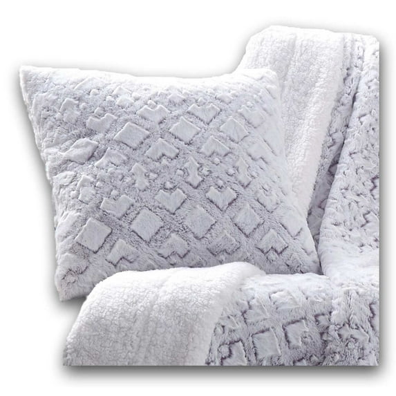 DaDa Bedding Dreamy Milky Way White & Purple Embossed Faux Fur Euro Throw Pillow Cover (M3395)