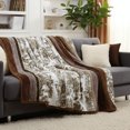 thumbnail image 1 of DaDa Bedding Elegant Twilight Lavender Brown Floral Flannel Mink Fleece Throw Blanket (XY9879), 1 of 9