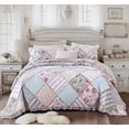 thumbnail image 1 of DaDa Bedding Hint of Mint Floral Pastel Cotton Patchwork Ruffle Bedspread Set (JHW-3036), 1 of 7