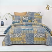 DaDa Bedding Honey Cove Garden Floral Paisley Cottage Patchwork Bedspread Set (JHW-957)