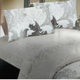 thumbnail image 1 of DaDa Bedding Jacquard Paisley Grey Floral Real Leaves Fitted Sheet & Pillow Cases Set - Full - 3-Pieces, 1 of 5