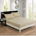 thumbnail image 1 of DaDa Bedding Luxury Soft Cotton Beige Fitted Bed Sheet & Pillow Cases Set (JHW-546-Fitted), 1 of 7