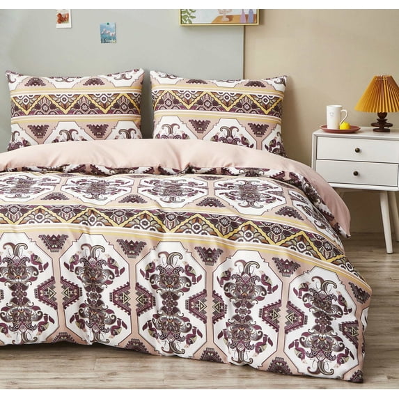 DaDa Bedding Majestic Oriental Kilim Duvet Cover - w/ Pillow Cases Royal Persian Traditional Design Intricate Ornate Ornament Print