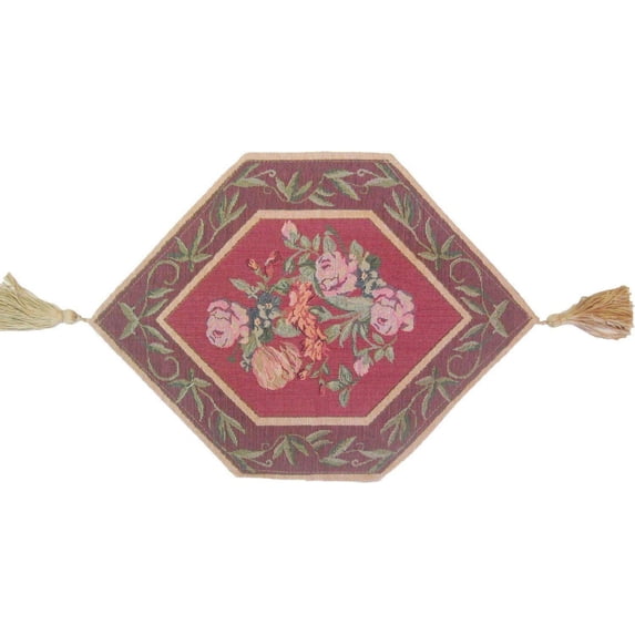 DaDa Bedding Romantic Floral Field of Roses Burgundy Red Tapestry Table Runner (5594)