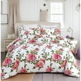thumbnail image 1 of DaDa Bedding Romantic Roses Floral Duvet Cover Set - Lovely Spring Garden Pink w/Pillow Cases - Bright Vibrant Colorful Blooming Flowers - Very Soft Comforter Cover w/Corner Ties - Twin - 2-Pieces, 1 of 9