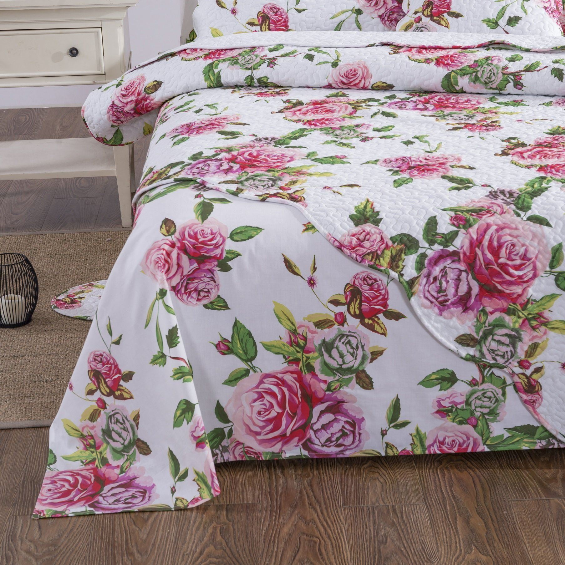 DaDa Bedding Romantic Roses Lovely Spring Pink Floral Garden Flat Bed ...