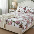 thumbnail image 1 of DaDa Bedding Romantic Roses Lovely Spring Pink Floral Garden Flat Bed Sheet Only w/ Pillow Cases (JHW879-Flat), 1 of 9