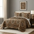thumbnail image 1 of DaDa Bedding Rustic Earthy Cross Motif Folk Ogee Moroccan Scalloped Quilted Bedspread Set (JHW-944), 1 of 8