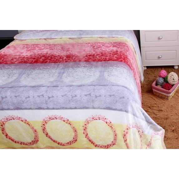 DaDa Bedding Seashore Sunny Yellow Lavender Floral Flannel Mink Fleece Throw Blanket (XY9901)