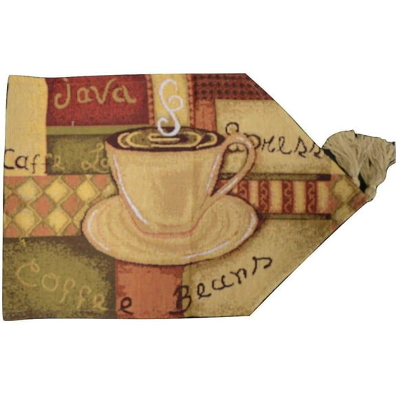 DaDa Bedding Smell of Coffee Cup Latte Java Brown Tapestry Table Runner Cloth (9912)