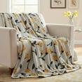 thumbnail image 1 of DaDa Bedding Soft Lightweight Fleece Throw Blanket, Yellow Fleur Floral Golden Orange Silver/Grey Background (XY1011), 1 of 10