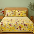 thumbnail image 1 of DaDa Bedding Sunshine Yellow Hummingbirds Floral Fitted & Flat Bed Sheets Set (JHW-925), 1 of 5