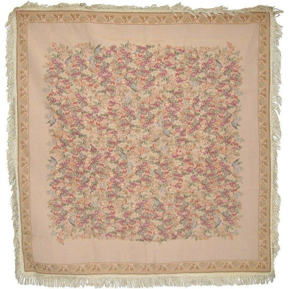DaDa Bedding Wildflower Wonderland Floral Golden Beige Tan Square Dining Table Cloth (3100)