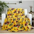 thumbnail image 1 of DaDa Bedding Yellow Farmhouse Rustic Spring Floral Hummingbirds Soft Fleece Throw Blanket (925), 1 of 8