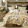thumbnail image 1 of DaDa Bedding Yellow Fleur Floral Golden Orange Ivory Cream Scalloped Bedspread Set (18112), 1 of 9