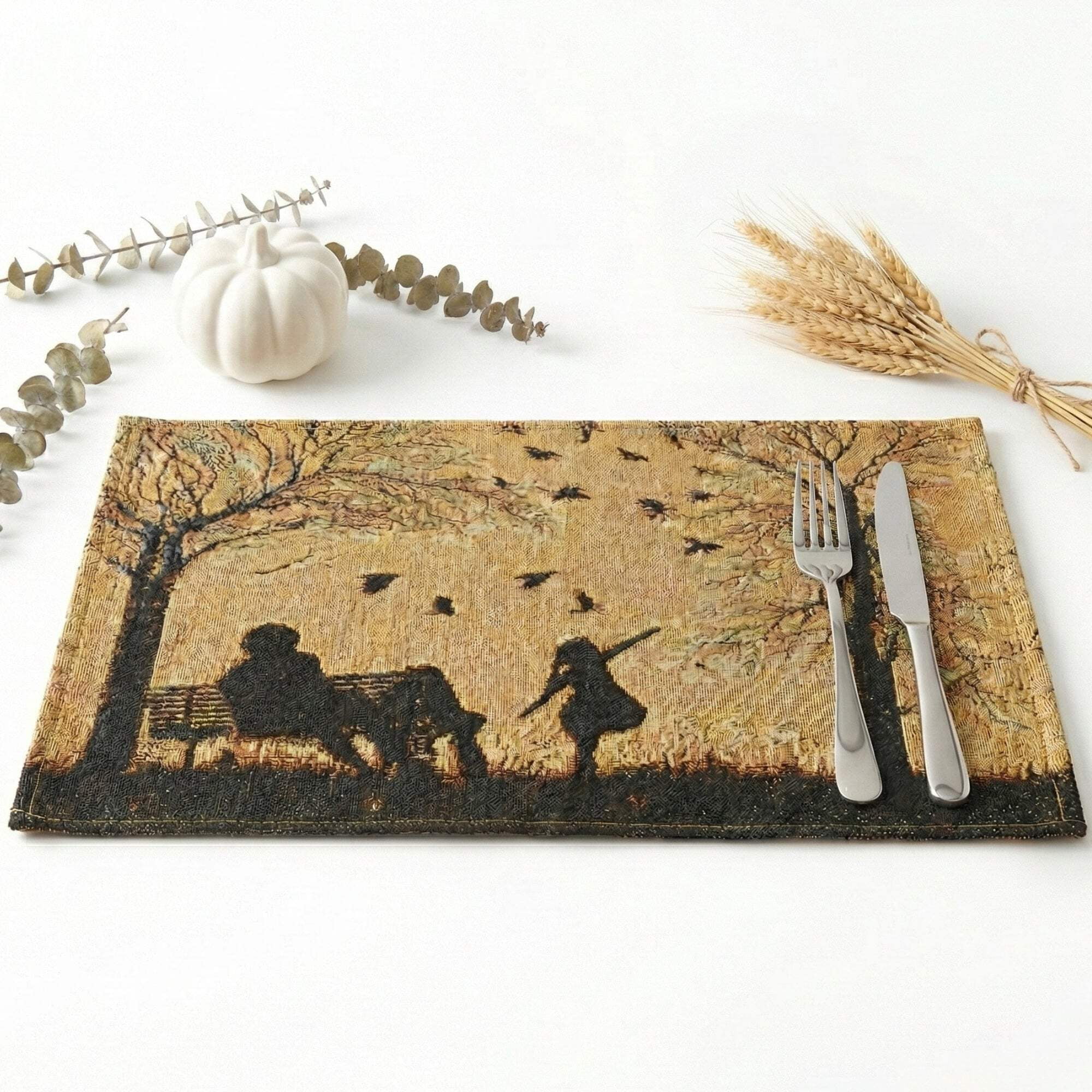 DaDalogy Bedding Set of 4 Pieces Autumn Birds Blessing Tapestry Dining Placemats 13” x 19” (18198)