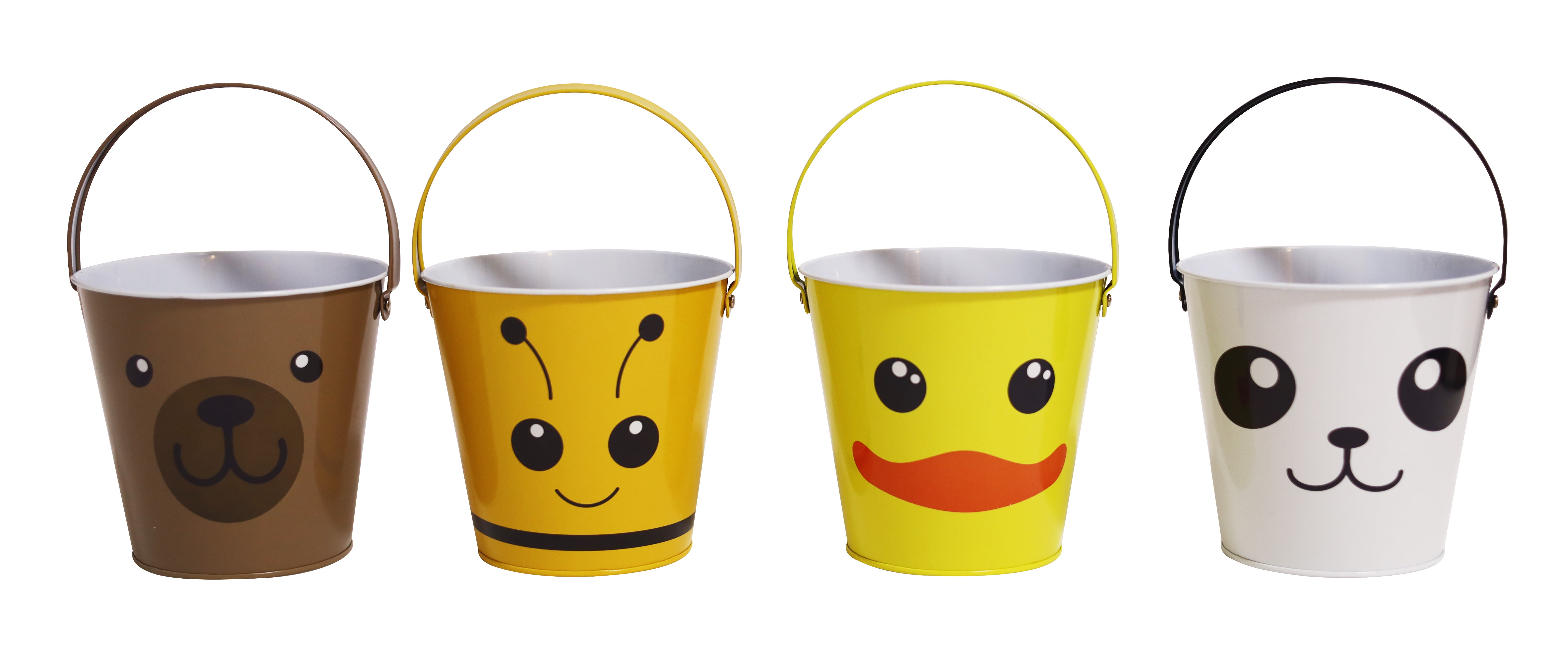 DaHo 12pc Animal Faces Tin Buckets with Flat Handle for Party, Arts ...