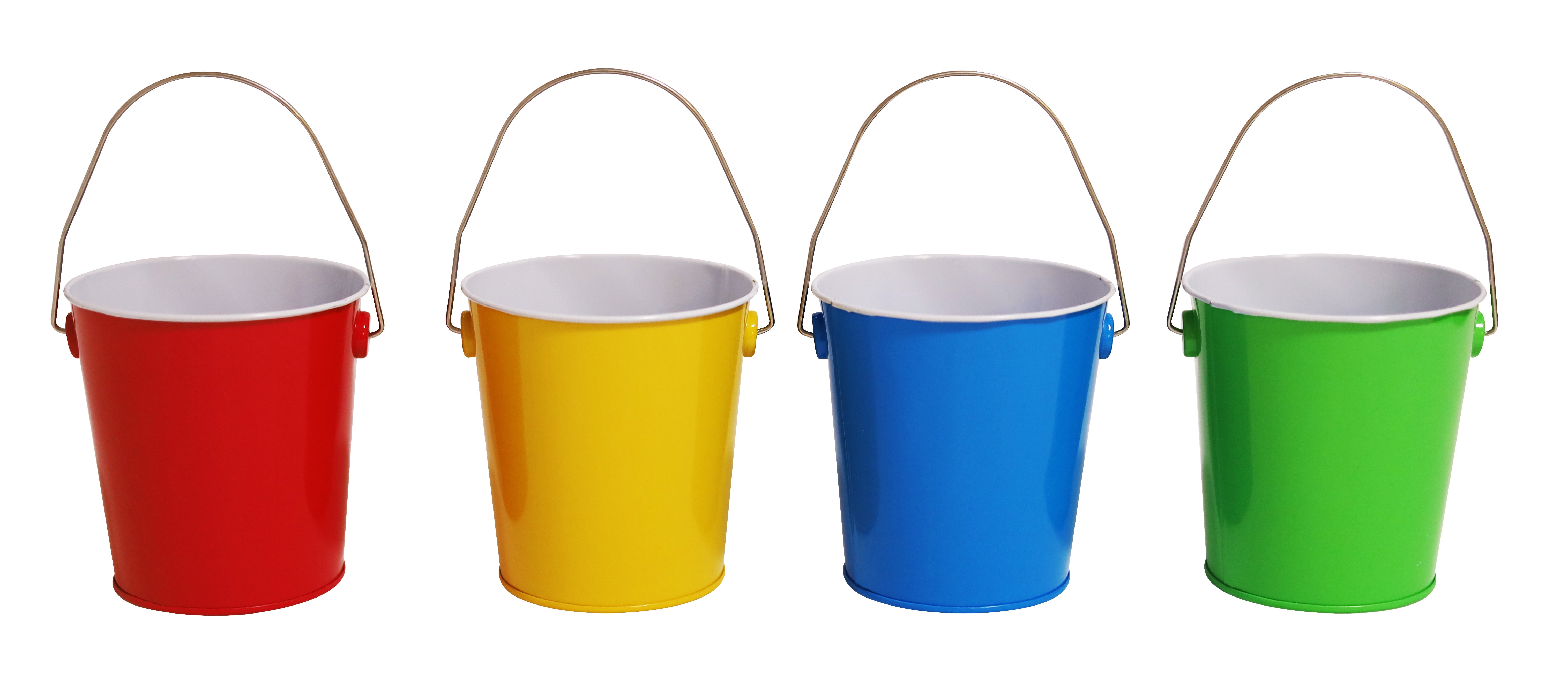 DaHo 12pc Solid Color Tin Buckets with Handle Red Yellow Green Blue ...