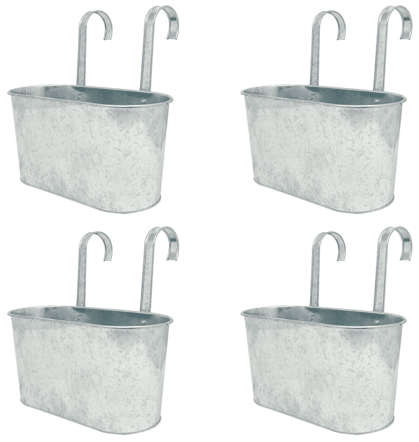 DaHo 4pc Oval Metal Railing Hanging Planter Hanging Flower Plant Pot ...