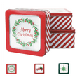thumbnail image 1 of DaHo Christmas Holiday 3pc Set XMAS Merry Christmas Square Cookie Tins with Lids for Gift Giving, Cookie Boxes, Tins for Cookies and Gifts, Crafts, Favors, Decoration, Storage, 1 of 5