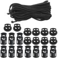 thumbnail image 1 of DaKuan 20 PCS Plastic Cord Locks & Elastic Bungee Nylon Shock Cord 5/32" 50 ft Lengths, 10 PCS Sing-Hole, 10 PCS Double-Hole (Black) End Spring Toggle Stopper Slider with Crafting Stretch String, 1 of 9