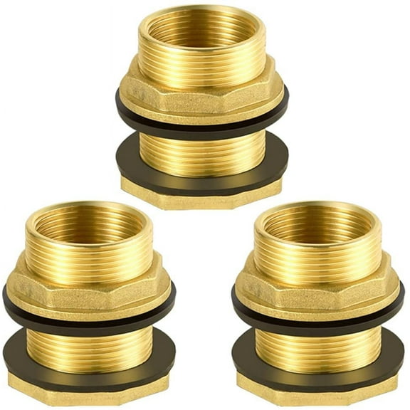DaKuan 3 pcs 1/2 inch Female 3/4 inch Male Soild Brass Water Tank Connector Theaded, With 9 Rubber Rings for Water Tank, Bathtub, Water Bottle, Pool, Faucet, Accessories