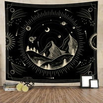DaShan Black and White Tapestry Wall Hanging,Starry Night Mountain Tapestries for Dorm Living Room Bedroom Decor 60"Wx50"L