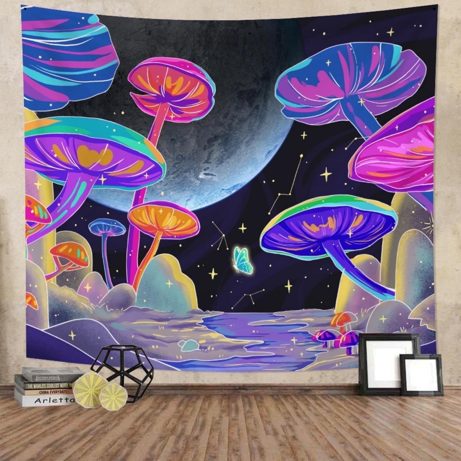 DaShan Blacklight Mushroom Tapestry Wall Hanging,Fantasy Galaxy Space ...