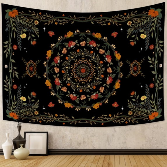 DaShan Bohemian Tapestry Wall Hanging,Vintage Mandala Floral Wall Decor for Bedroom Living Room Dorm,80"Wx60"L