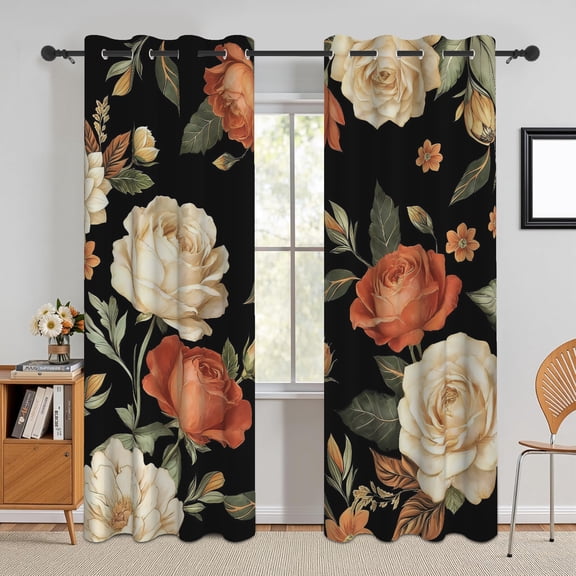 DaShan Boho Floral Blackout Curtains for Living Room Bedroom,Vintage Thermal Insulated Grommet Window Drapes,52"x 63",Set of 2,