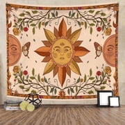 DaShan Boho Tapestry Wall Hanging,Yellow Sun and Moon Wall Decor for Bedroom Living Room Dorm,60"Wx50"L