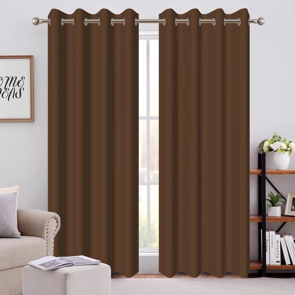 DaShan Brown Blackout Curtains for Living Room,Thermal Insulated Grommet Window Drapes 52x96 Inch,Set of 2