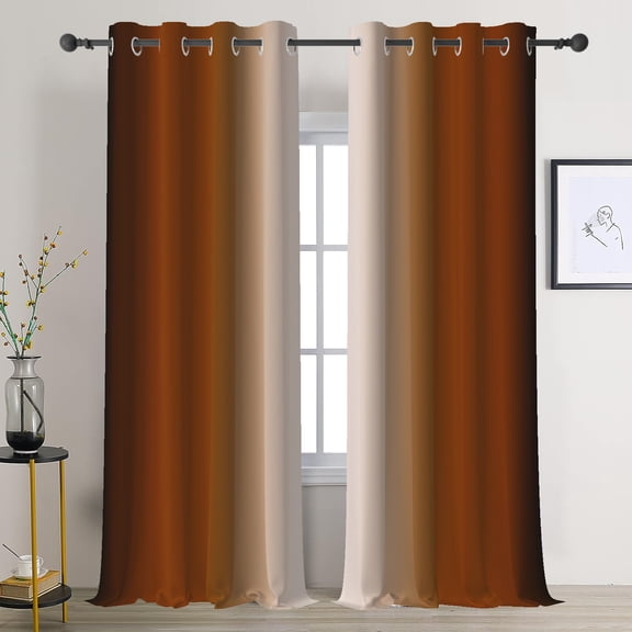 DaShan Burnt Orange Curtains for Living Room,Gradient Window Curtains for Bedroom 84 Inches Long 2 Panels Set