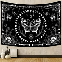 DaShan Butterfly Tapestry Wall Hanging,Black and White Boho Backdrop for Bedroom Living Room Dorm,60"Wx50"L