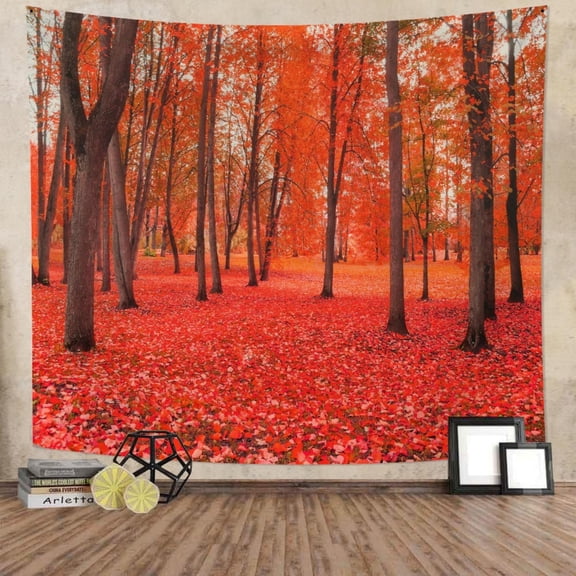 DaShan Fall Forest Tapestry Wall Hanging,Red Maple Tapestries for Dorm Living Room Bedroom Decor 80x60 Inches