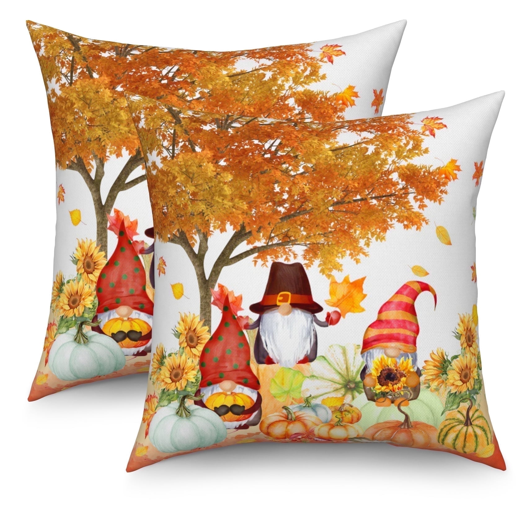 DaShan Fall Thanksgiving Throw Pillow Covers 18x18 Set of 2,Gnomes ...