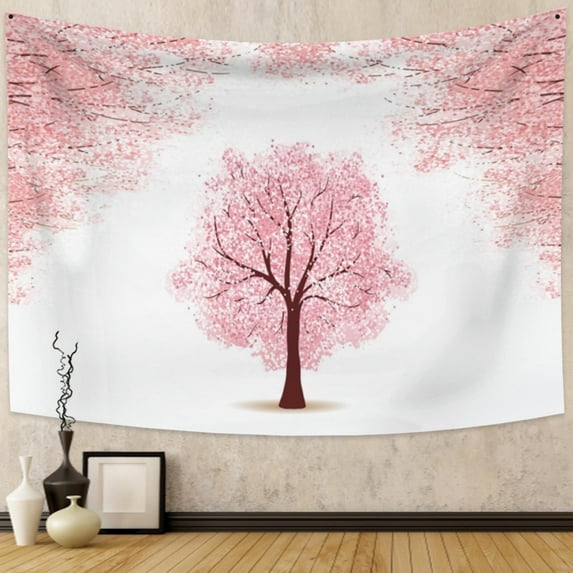 DaShan Large Tree Tapestry Wall Hanging,Pink Floral Leaves Backdrop for Bedroom Living Room Dorm,60"Wx50"L