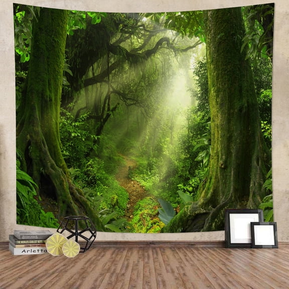 DaShan Misty Forest Tapestry Wall Hanging,Nature Green Tree Backdrop for Dorm Living Room Bedroom Decor 40x30 Inches