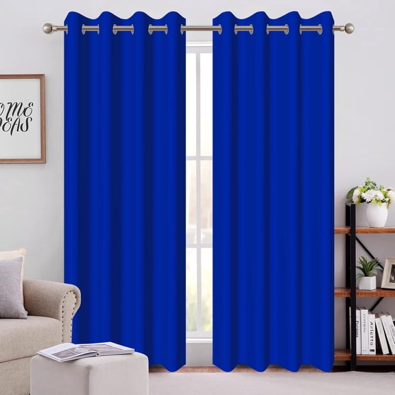 DaShan Royal Blue Blackout Curtains for Living Room,Thermal Insulated Grommet Window Drapes 52x96 Inch,Set of 2