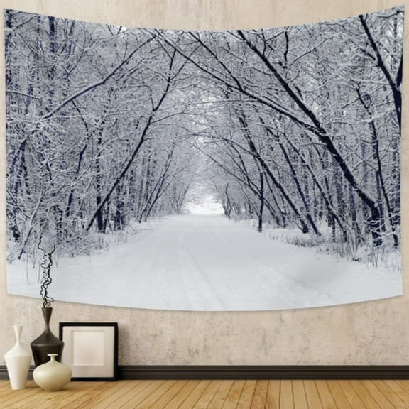 DaShan Winter Snow Forest Tapestry Wall Hanging,Winter Landscape Backdrop for Bedroom Living Room Dorm,60"Wx50"L