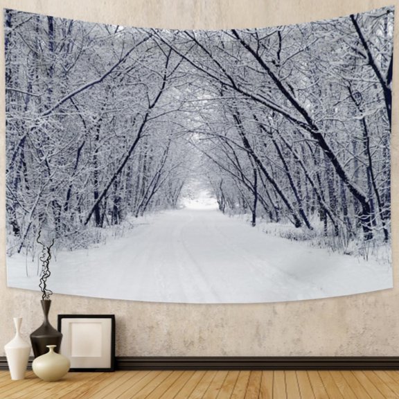 DaShan Winter Snow Forest Tapestry Wall Hanging,Winter Landscape Backdrop for Dorm Living Room Bedroom Decor 40x30 Inches