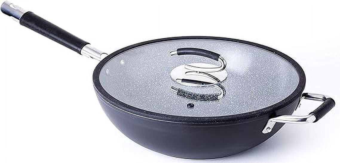 13-Inch Black Ceramic Nonstick Wok with Glass Lid