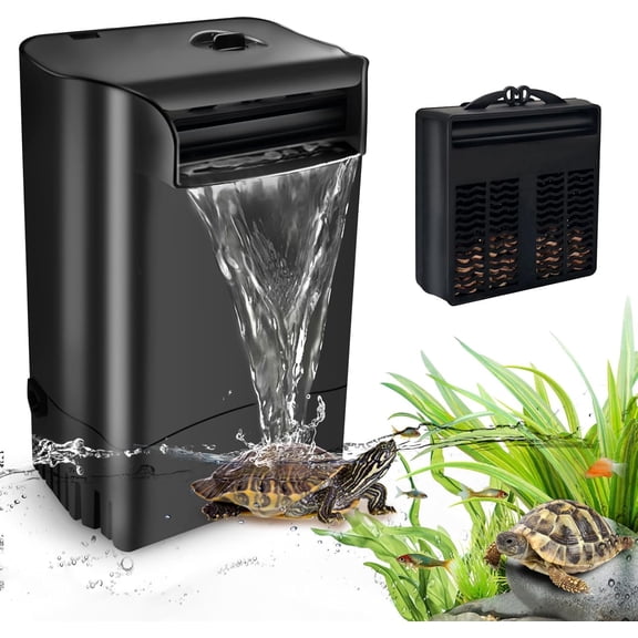 DaToo 265GPH Turtle Tank Filter 16W High Flow-Rate Adjustable Turtle Filter Fish Tank Filter Silent Waterfall Aquarium Filter for Low Water Level Fish Tank from 30 to 55 Gallon