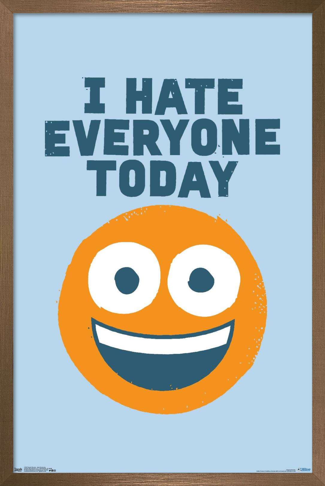 DaVid Olenick - Hate Everyone Wall Poster, 14.725" x 22.375", Framed