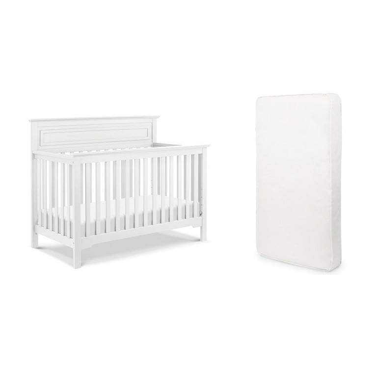 DaVinci Autumn 4 in 1 Convertible Crib in White and Hypoallergenic Universal Fit 6 inch Ultra Firm Deluxe Crib Mattress Value Set Walmart
